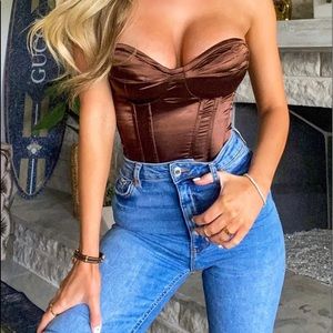 Pretty Little Thing Brown Corset Top